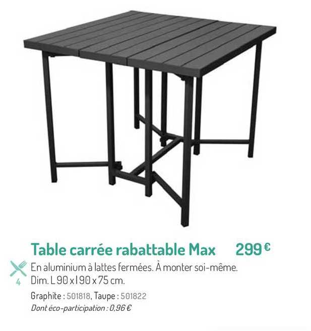 table carrée rabattable max