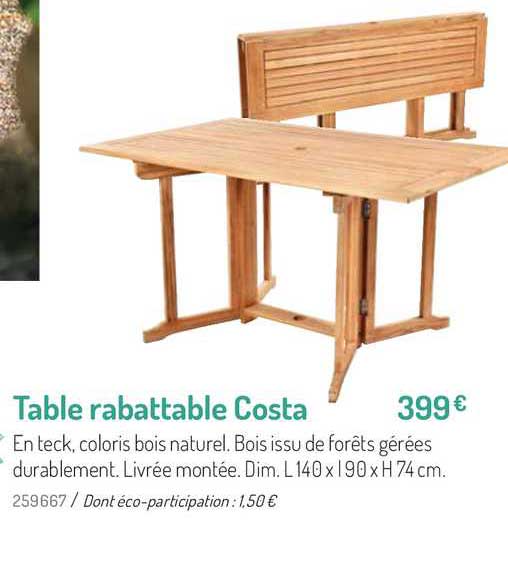 table rabattable costa