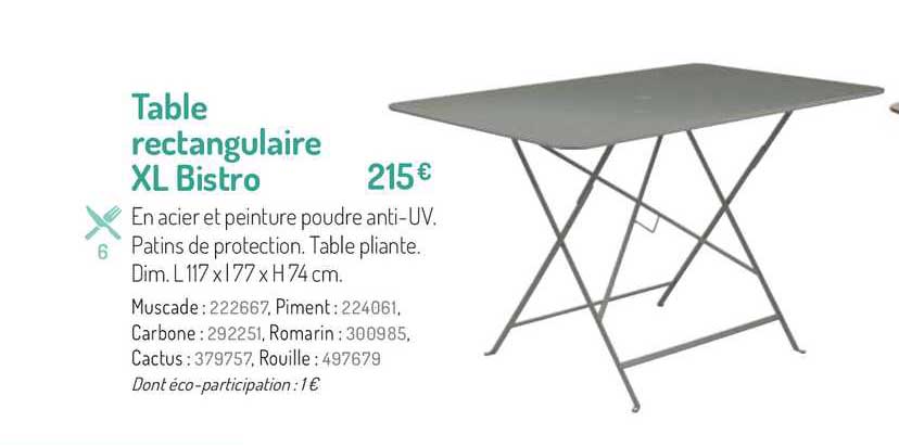 Table Rectangulaire Xl Bistro