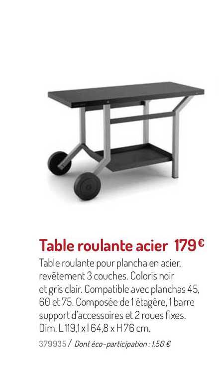 table roulante acier