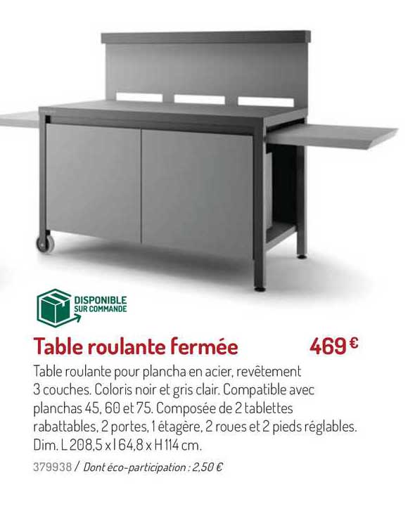 table roulante fermée
