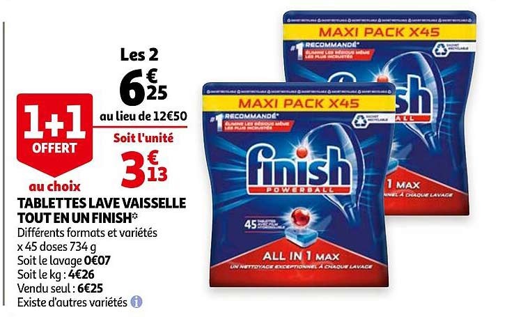 tablettes lave vaisselle tout en un finish
