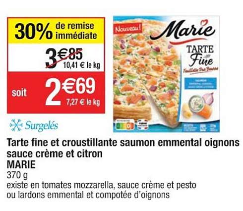 tarte fine et croustillante saumon emmental oignons sauce crème et citron marie