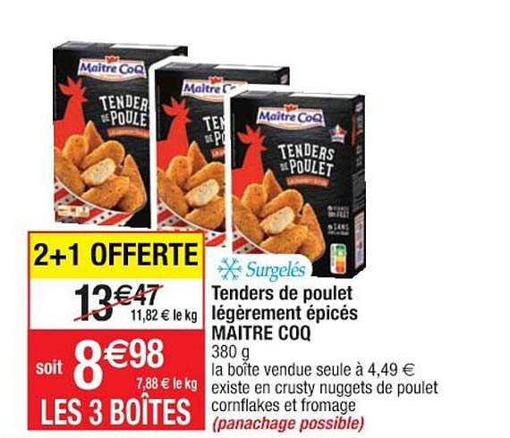 tenders de poulet légèrement épicés maître coq