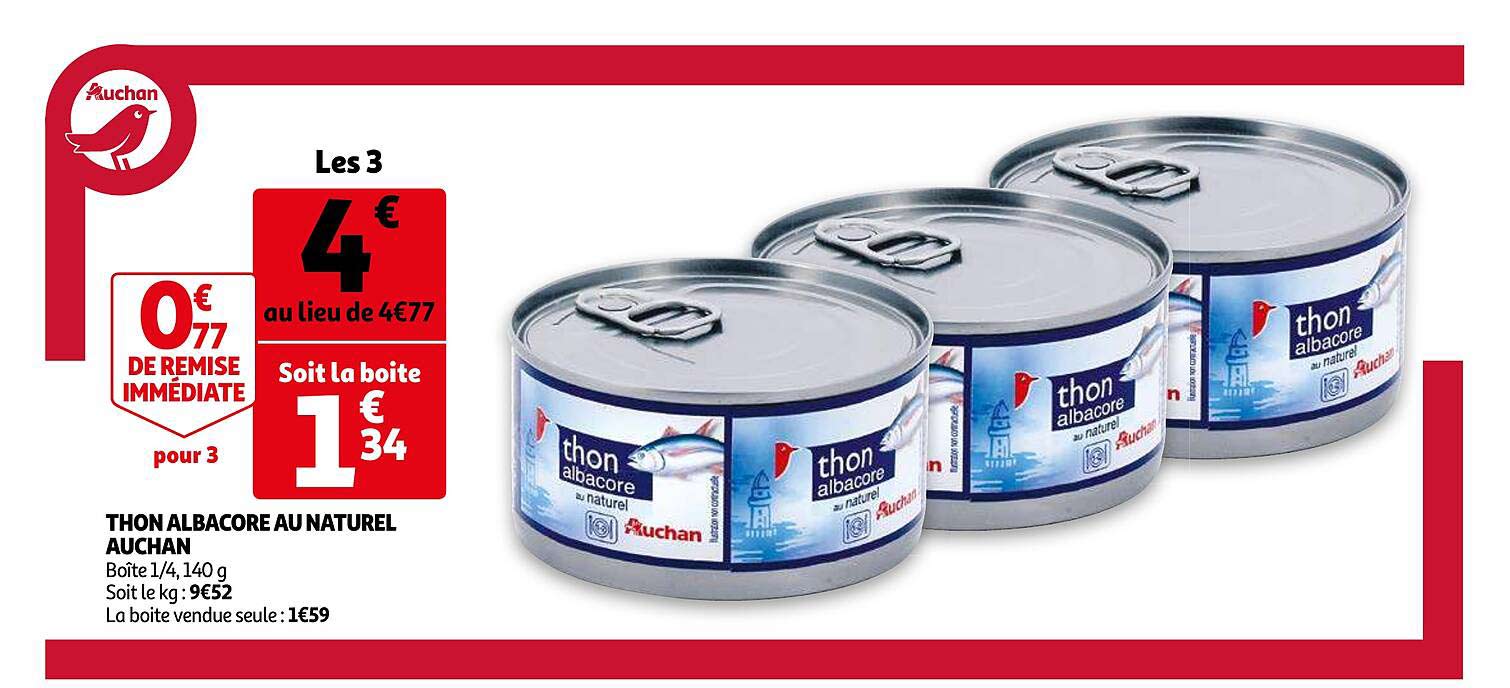 Thon Albacore Au Naturel Auchan