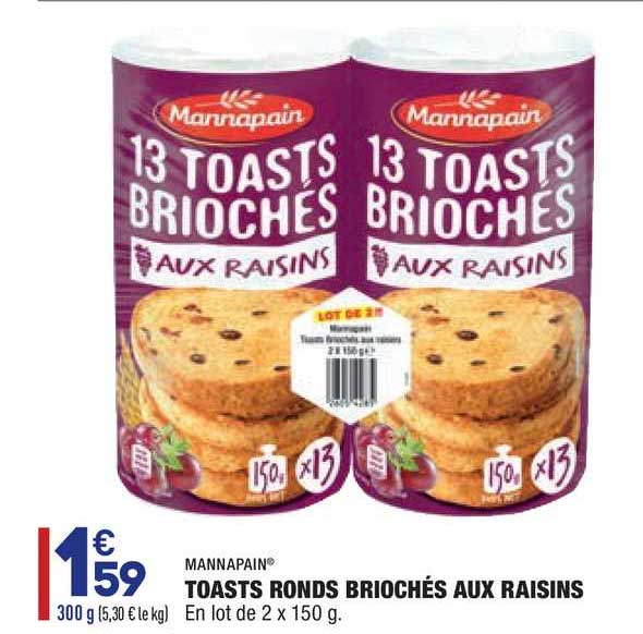 Toasts Ronds Briochés Aux Raisins Mannapain
