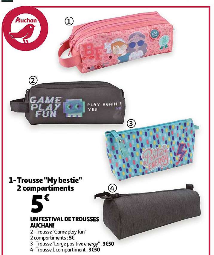 un festival de trousses auchan ! : trousse "my bestie" 2 compartiments