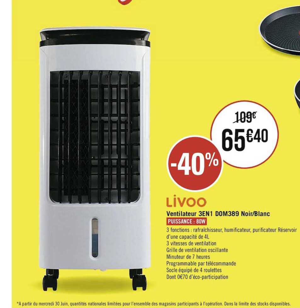 ventilateur 3 en 1 dom 389 noir-blanc livoo