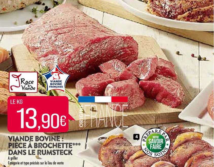 viande bovine : pièce à brochette dans le rumsteck