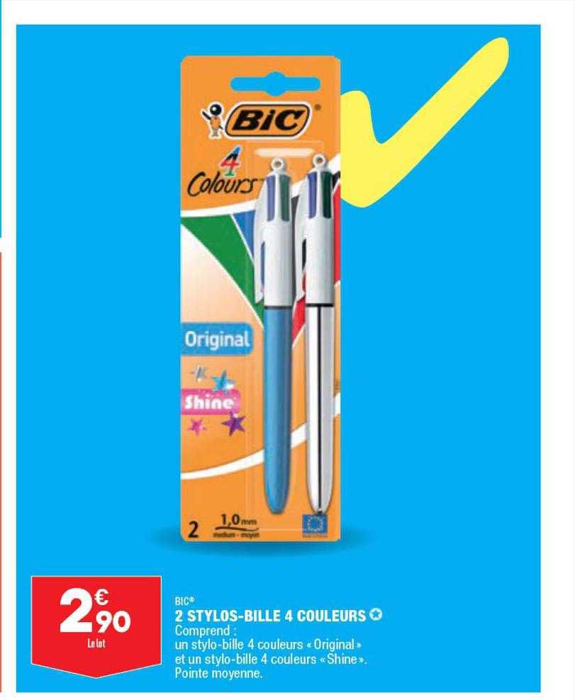 2 Stylos-bille 4 Couleurs Bic