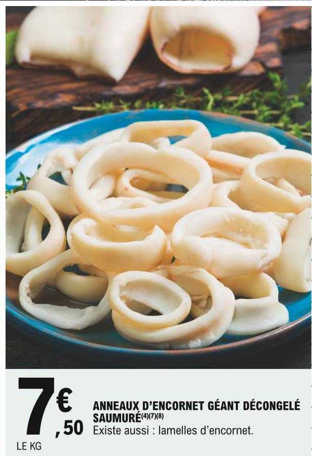 anneaux d'encornet géant décongelé saumuré
