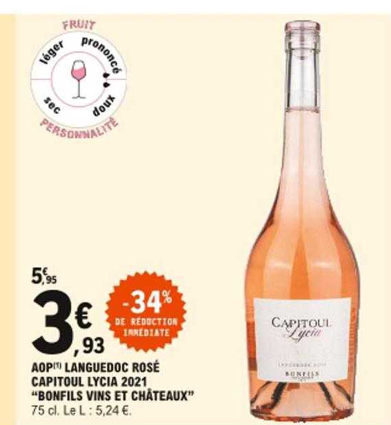 Aop Languedoc Rosé Capitoul Lycia 2021 "bonfils Vins Et Châteaux"