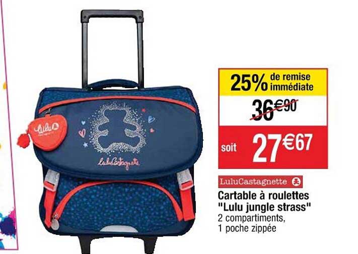 cartable à roulettes "lulu jungle strass"