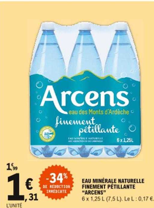 eau minérale naturelle finement pétillante "arcens"