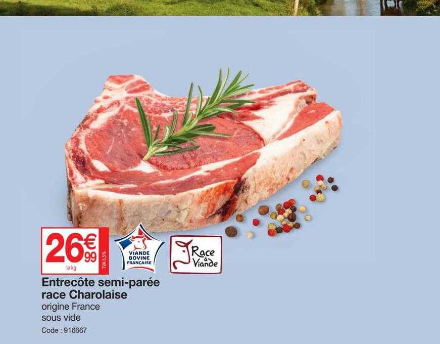 entrecôte semi-parée race charolaise