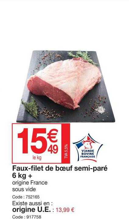 faux-filet de boeuf semi-paré 6 kg+
