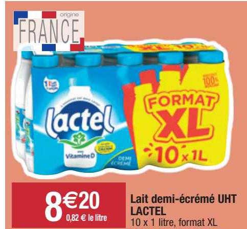 lait demi-écrémé uht lactel