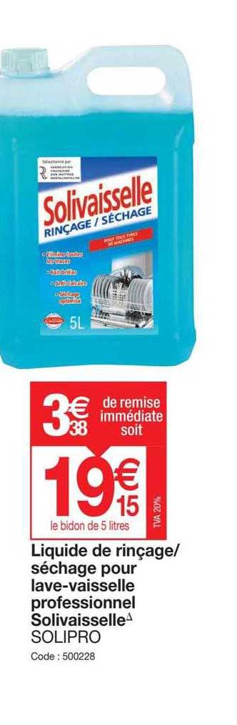 liquide de rinçage-séchage pour lave-vaisselle professionnel solivaisselle solipro