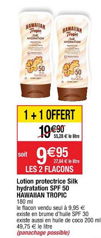 lotion protectrice silk hydratation spf 50 hawaiian tropic