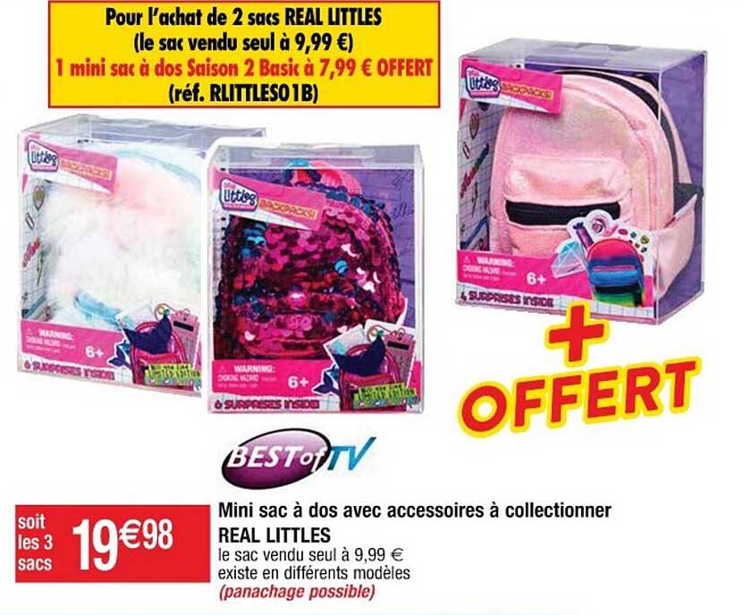 mini sac à dos avec accessoires à collectionner real littles
