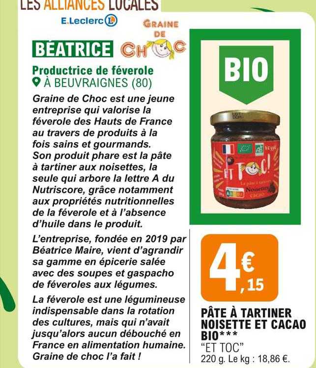pâte à tartiner noisette et cacao bio "et toc"