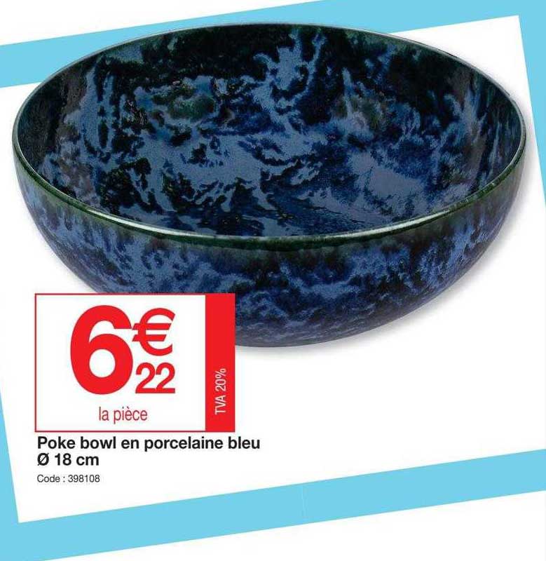 poke bowl en porcelaine bleu ø 18 cm
