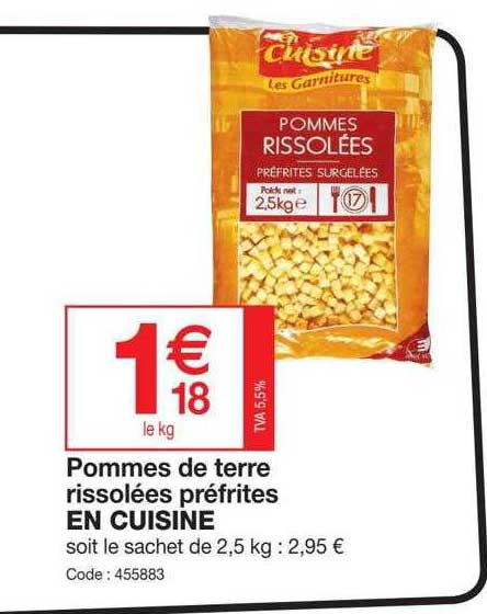 pommes de terre rissolées préfrites en cuisine