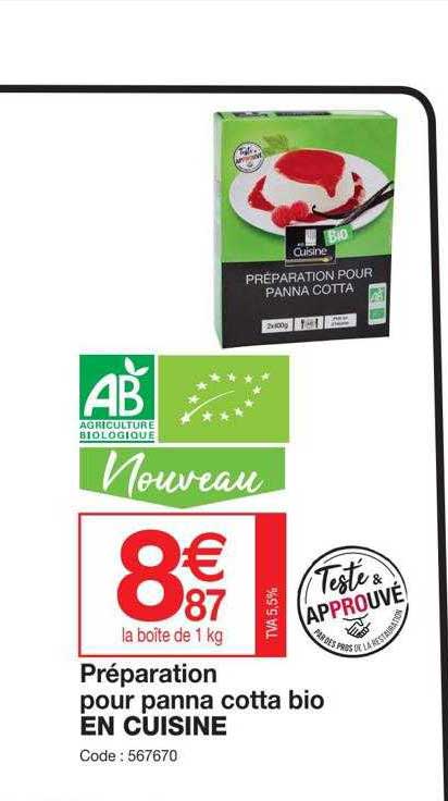 préparation pour panna cotta bio en cuisine