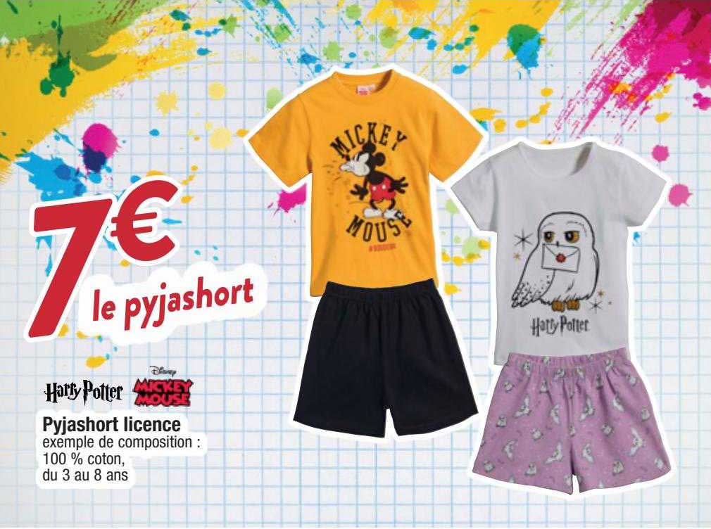 pyjashort licence harry potter, mickey mouse
