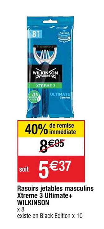 rasoirs jetables masculins xtreme 3 ultimate+ wilkinson