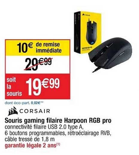 souris gaming filaire harpoon rgb pro corsair