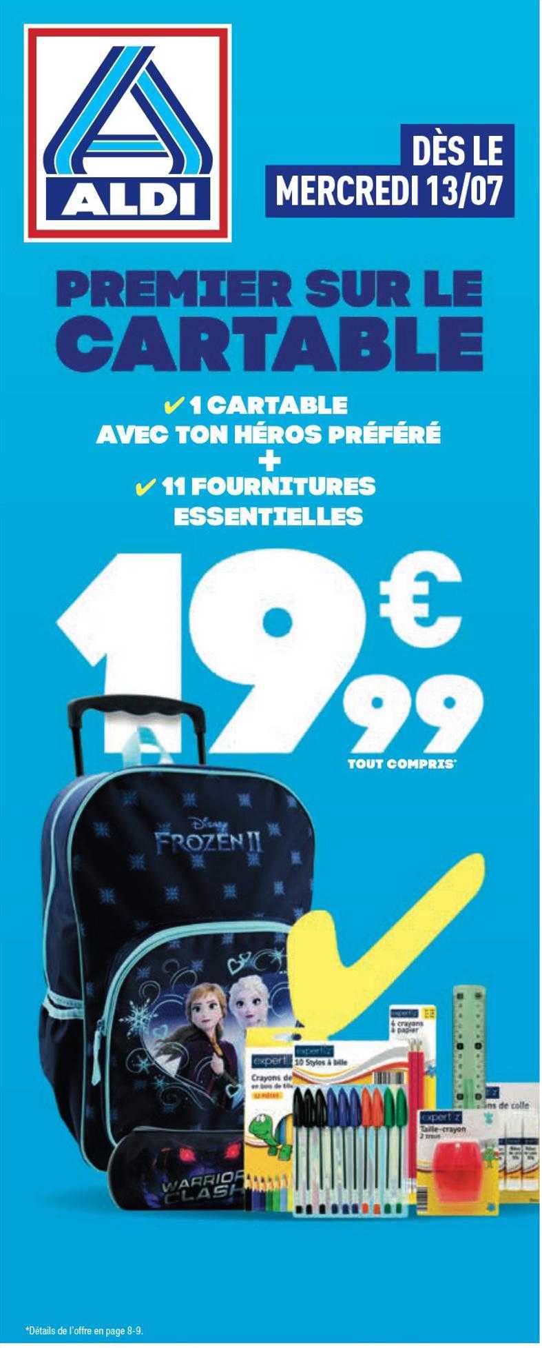 1 cartable avec ton héros préféré + 15 fournitures essentielles