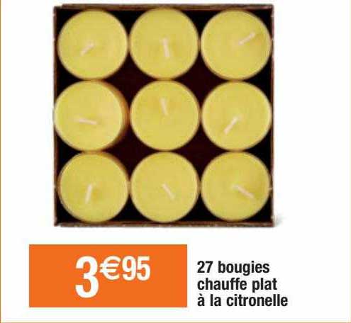 27 bougies chauffe plat à la citronelle