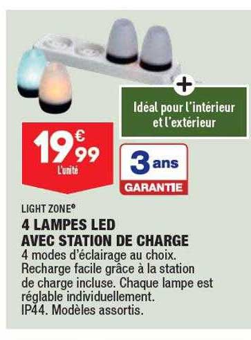 4 lampes led avec station de charge light zone