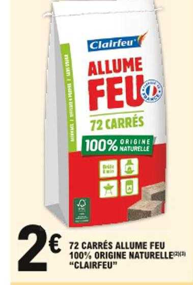 72 carrés allume feu 100% origine naturelle "clairfeu"