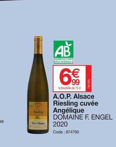 a.o.p. alsace riesling cuvée angélique domaine f. engel 2020