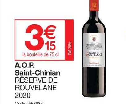 a.o.p. saint-chinian réserve de rouvelane 2020