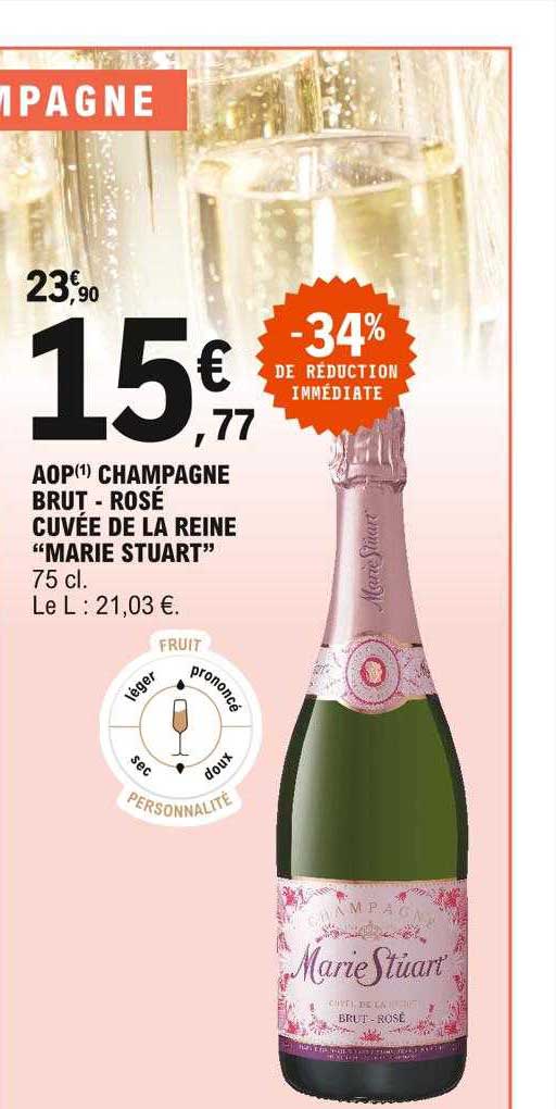 aop champagne brut - rosé cuvée de la reine "marie stuart"