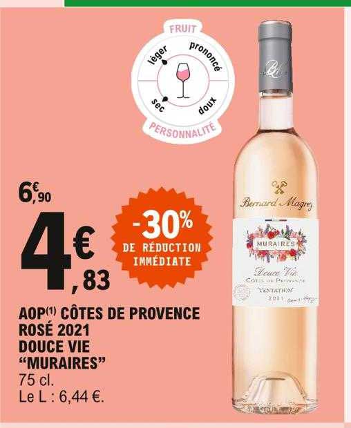 aop côtes de provence rosé 2021 douce vie "muraires"