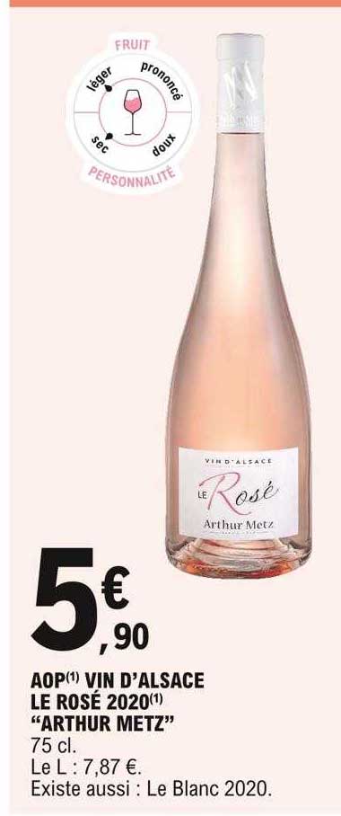 aop vin d'alsace le rosé 2020 "arthur metz"