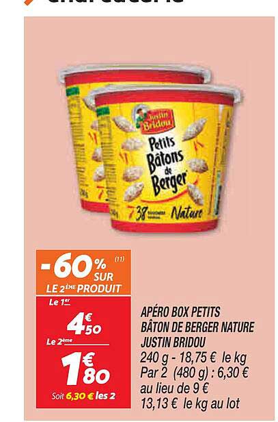 Apéro Box Petits Bâton De Berger Nature Justin Bridou