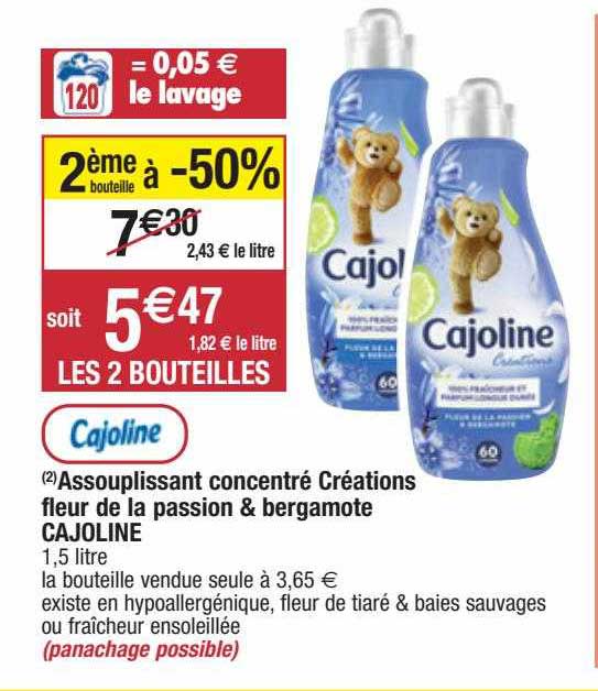 assouplissant concentré créations fleur de la passioné & bergamote cajoline