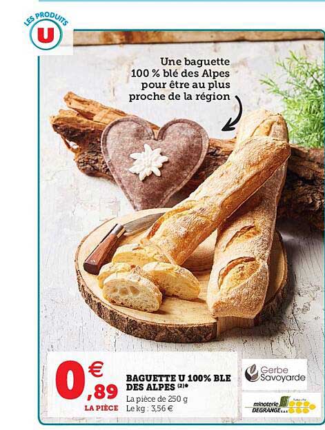Baguette U 100% Blé Des Alpes