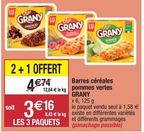 barres céréales pommes vertes grany