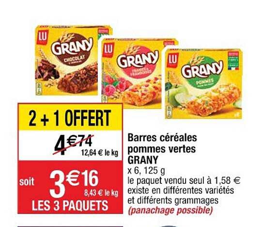 barres céréales pommes vertes grany