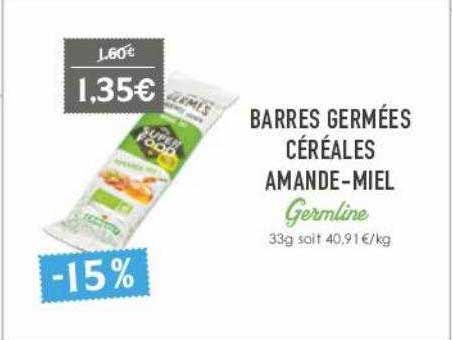 barres germées céréales amande-miel