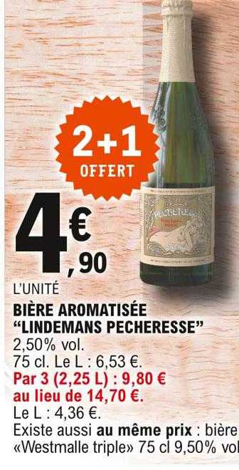 Bière Aromatisée "lindemans Pêcheresse"