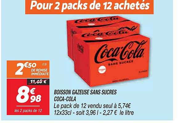 boisson gazeuse sans sucres coca-cola