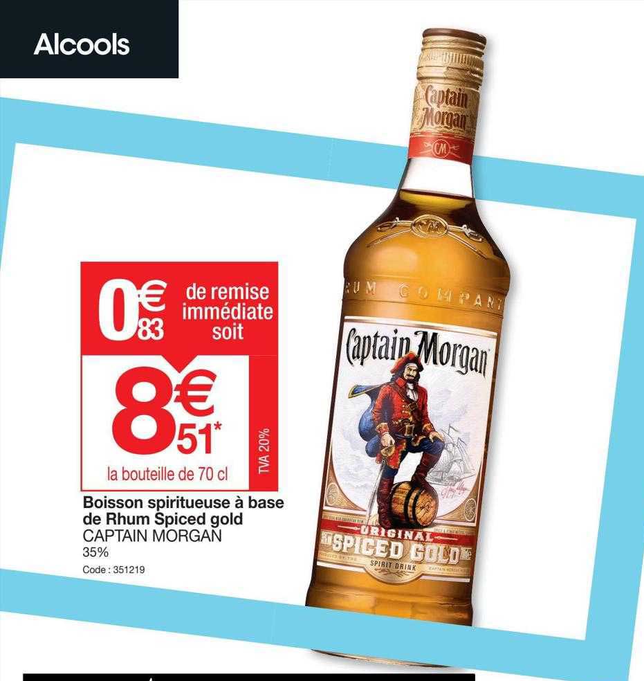 boisson spiritueuse à base de rhum spiced gold captain morgan
