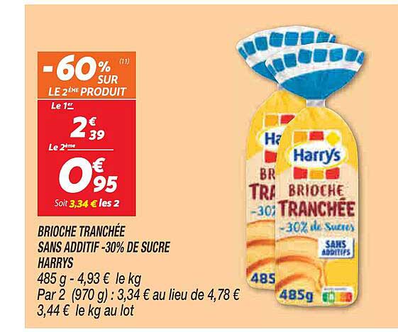 brioche tranchée sans additif -30% de sucre harrys